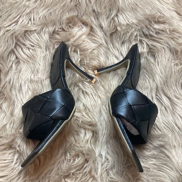 Square Open Toe Leather Mule Woven Slide Stiletto SlipOn Quilted Backless Sandal - Picture 6 of 14